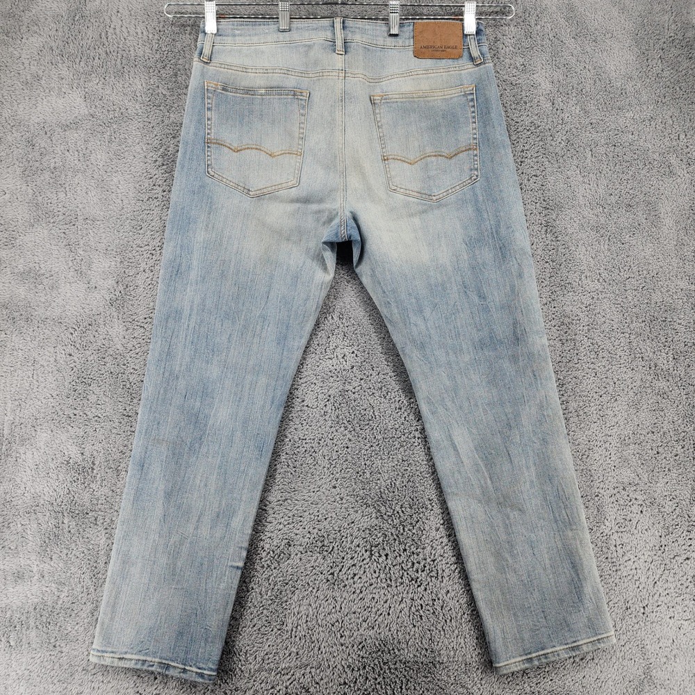 American Eagle Extreme Flex 4 Jeans Mens 34x30 Blue Stretch Denim Slim Straight - Picture 2 of 9